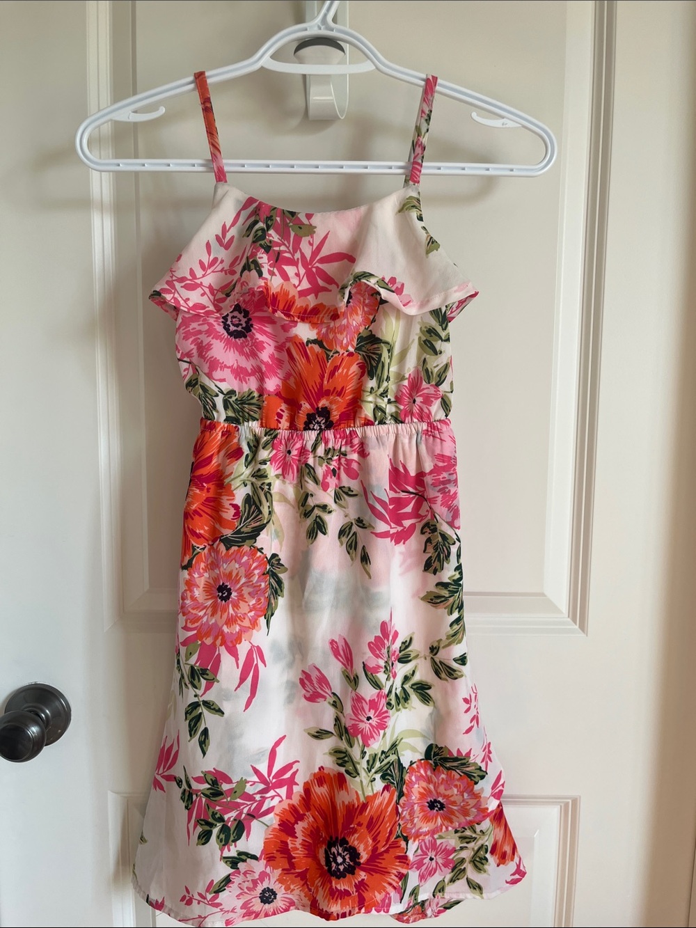 Place Pink & Orange Floral Ruffle Dress